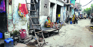 Illegal structures at Bihari Colony.