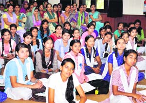 Girl students present during the Udayan Shalini Fellowship programme at Welham Girls School in Dehradun on Sunday. 