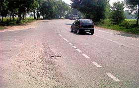 The sharp curve on the Bathinda-Kotkapura road where eight persons have lost their lives in different road accidents in the last four years.