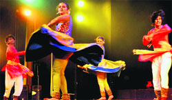 Artistes from Bharti Dangs Subha Dance Company perform at Tagore Theatre in Chandigarh on Monday. Tribune Photo: Vicky Gharu