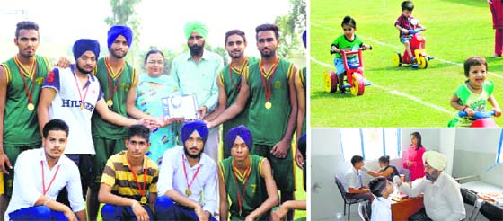 (Clockwise from above) Hosts in a jubilant mood after winning a handball championship at Blossoms Convent School; tiny tots take part in a cycling event during Melange Fest at Jesus Sacred Heart School; and dentists examine the teeth of students during a camp at DAV Public School in Ludhiana.