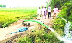 Residents of Gandhar village in Muktsar show the drainage work being carried out by them