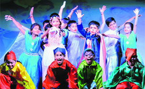 Students stage a play, Snow White and the Seven Dwarfs, on the concluding day of their cultural week at The Millennium School in Mohali on Tuesday.