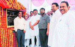 Industries Minister Mukesh Agnihotri at the foundation stone-laying ceremony of a bridge at Nagnoli panchayat in Una on Tuesday. Photo: Rajesh Sharma 