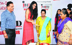 Miss India-2011 finalist Aprajita Sharma inaugurates a fashion carnival at INIFD in Hamirpur on Tuesday. Tribune photo