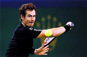 Andy Murray returns to Teymuraz Gabashvili of Russia during their Round 1 match of the Shanghai Masters on Tuesday.