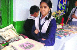 Students from Government Higher Secondary School, Barlowganj, display the artifacts during an art and craft exhibition in Mussoorie on Tuesday. A Tribune photo