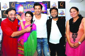 Starcast of the Punjabi film Police in Pollywood during the promotion of their film in Bathinda on Wednesday