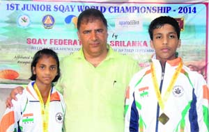 Ishika Goel and Tanishq Goel with their gold medals in Chandigarh.