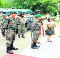 GOC-in-C of the Northern Command Lt Gen DS Hooda at the Badami Bagh Cantonment in Srinagar on Wednesday. 