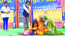 Students stage a drama during the second day of the Zonal Youth and Heritage Festival at the Bhutta College of Education near Mandi Ahmedgarh on Wednesday. A Tribune photograph