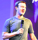 Facebook co-founder Mark Zuckerberg addresses the Internet.org Summit in New Delhi on Thursday. PTI 
