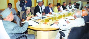 CM Virbhadra Singh presides over a meeting of the HP State Water Management Board in Shimla on Thursday