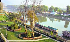 lull after the storm: An overview of the Jehlum river after the floods in Srinagar.