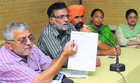 Dr Dharmvira Gandhi, Patiala MP, at a press meet in Chandigarh on Thursday