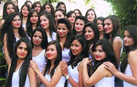 Glitz and glamour: Participants pose during auditions of Miss Uttrakhand in Dehradun on Thursday