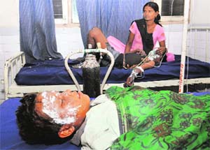The victims under treatment at a hospital on Friday