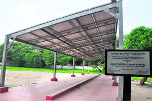A solar cycle stand at Government Middle School in Sector 46, Chandigarh. 