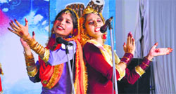 Participants perform during the concluding day of the Youth and Heritage Festival at the Bhutta College of Education near Mandi Ahmedgarh on Friday. a tribune photograph