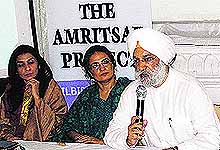 Chairman of Dilbir Foundation Gunbir Singh addresses a seminar on Dialogues on legacy conservation-Tangibles at Bhai Vir Singh Museum in Amritsar on Saturday
