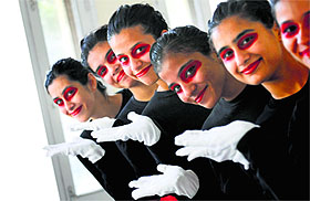 Students before taking part in the Zonal Youth Fest (Zone-II) at GNIMT College in Ludhiana.