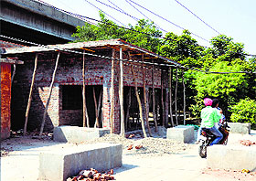 An under-construction room at a public park opposite Chand Cinema in Ludhiana.