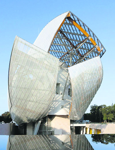 A general view shows the Fondation Louis Vuitton designed by architect Frank Gehry in the Bois de Boulogne, western Paris.