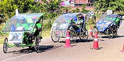 Teams take part in a race at the UIET, Panjab University, in Chandigarh on Sunday
