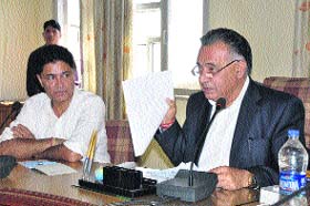 GS Bali, Minister for Transport, addresses mediapersons in Dharamsala on Friday