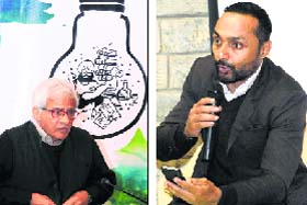 Visual artist Vivan Sundaram told a new truth through digital photomontages of his grandfather Umrao Singh Shergil and aunt Amrita Shergil; and (right) actor Rahul Bose during a session