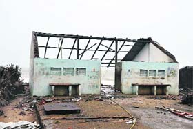A damaged house in East Godavari District of AP