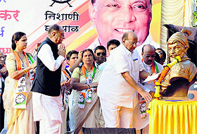 NCP chief Sharad Pawar at a rally in Mumbai on Sunday.