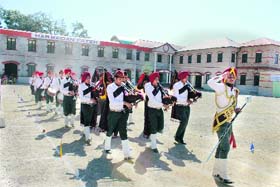 The GNFC school band performs during the 45th founders day celebrations in Mussoorie on Sunday