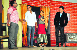 Artistes enact a play Hum Do Hamare Woh at Guru Nanak Bhawan in Ludhiana. Tribune Photo: Himanshu Mahajan