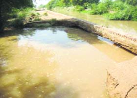 The breached canal in Sriganganagar