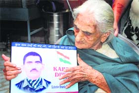 Shanti Devi, wife of ex-serviceman Sharda Ram, at her house in Jalandhar