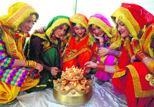 Students prepare to take out jaago during Youth Festival at Guru Nanak Dev University in Amritsar on Wednesday.