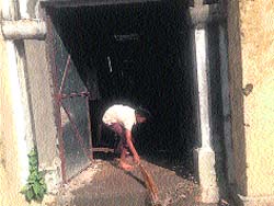 A student cleans a classroom at Government Senior Secondary School in Phagwara.