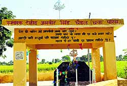 Memorials to martyrs dot areas shelled by Pakistan along the international border in Jammu