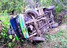 The mangled remains of the minibus in Doda district on Wednesday