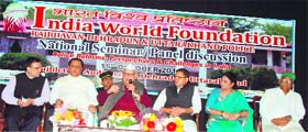 Governor Aziz Qureshi addresses a seminar organised by the India World Foundation at Raj Bhavan in Dehradun on Wednesday