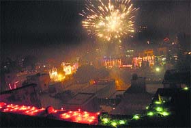 Heavy pollution during the bursting of fire crackers on Diwali night in Jalandhar