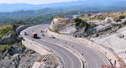 A portion of the newly constructed four-lane Jammu-Srinagar highway. Tribune Photo: Inderjeet Singh
