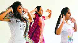 Girls rehearse for the Zonal Youth Festival in Ludhiana on Thursday