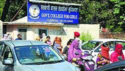 Students outside the Government College for Girls in Ludhiana