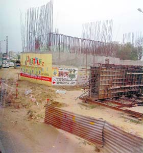 A flyover at the national highway in Moga where the construction was stopped