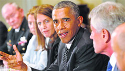 US President Barack Obama holds a meeting with cabinet agencies coordinating the governments Ebola response in Washington on Wednesday.   AFP