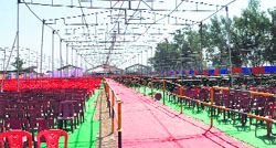 Preparations under way for the Jang-e-Azadi Memorial at Kartarpur near Jalandhar. Tribune Photo: Malkiat Singh