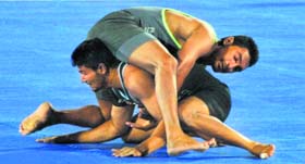 A WKL match between Royal Kings USA and Punjab Thunder in progress in Jalandhar on Friday.