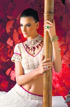 A model wears jewellery designs by Maheka Mirpuri